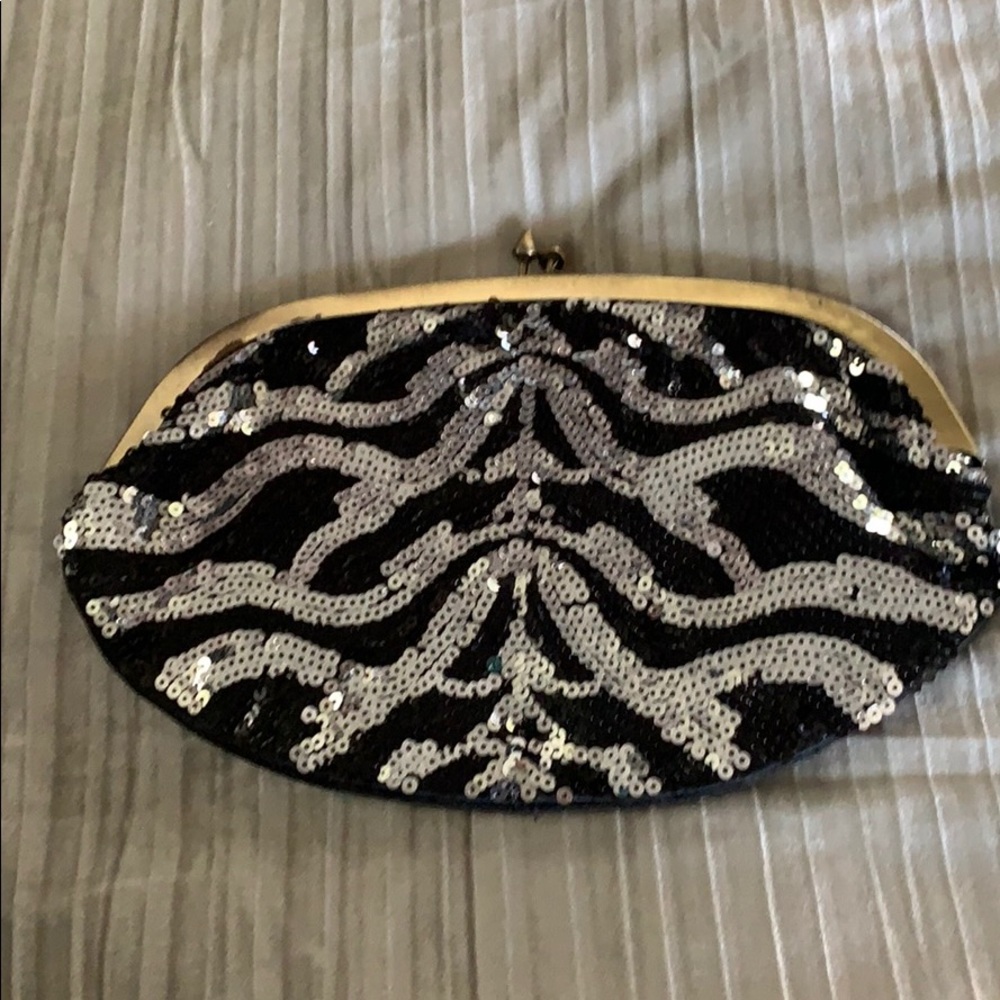 Black & Silver Sequin Clutch